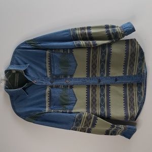 Vintage Friday chambray and tribal print button‎ front shirt